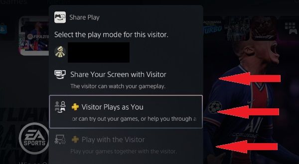 Настройки Share Play на PS5