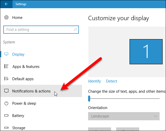 Откройте раздел Уведомления и действия
