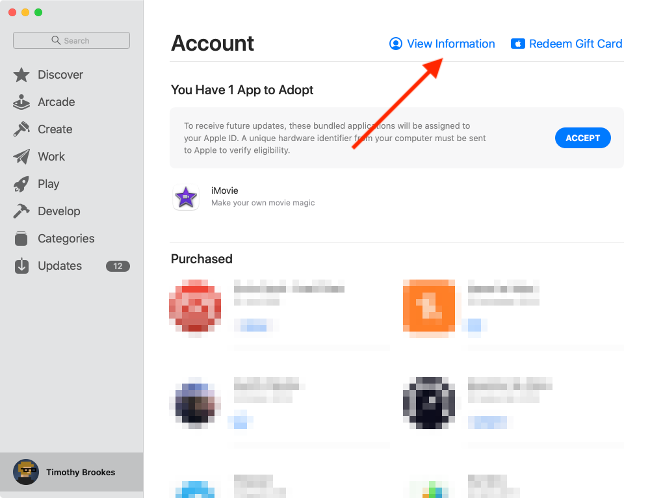 Экран с возможностью просмотреть информацию о подписках