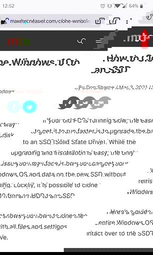 Меню Firefox на экране телефона