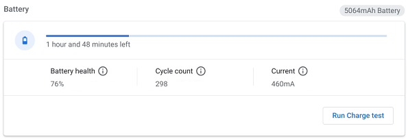 Обзор состояния батареи в приложении «Диагностика»