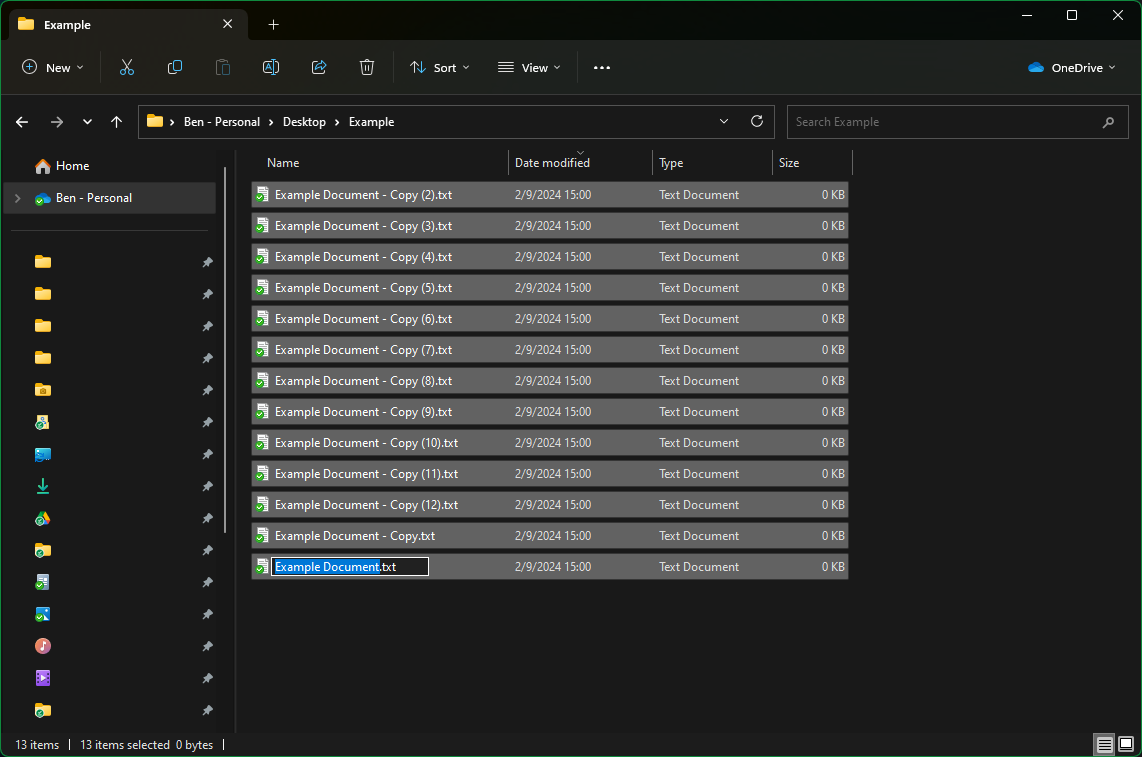 Выделение нескольких файлов в Windows