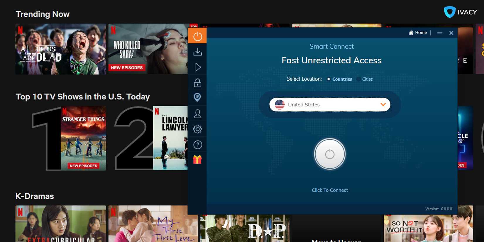 Изображение, иллюстрирующее IvacyVPN (логотип/интерфейс)