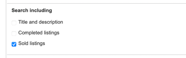 Фильтр eBay: только проданные лоты