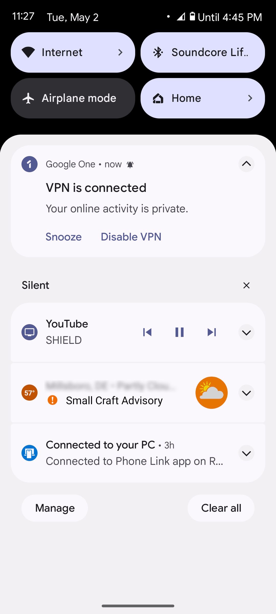 Успешное подключение к VPN by Google One