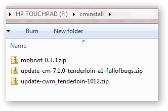 Папка cminstall с файлами установки
