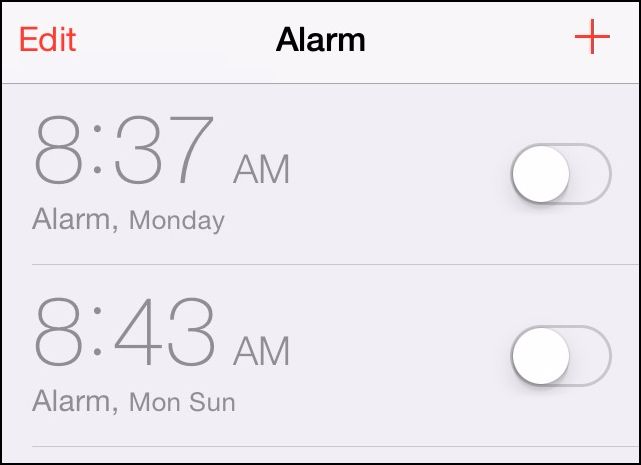 Экран настройки времени и звука будильника в приложении «Часы»