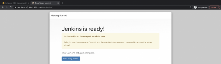 Интерфейс: Jenkins готов к использованию
