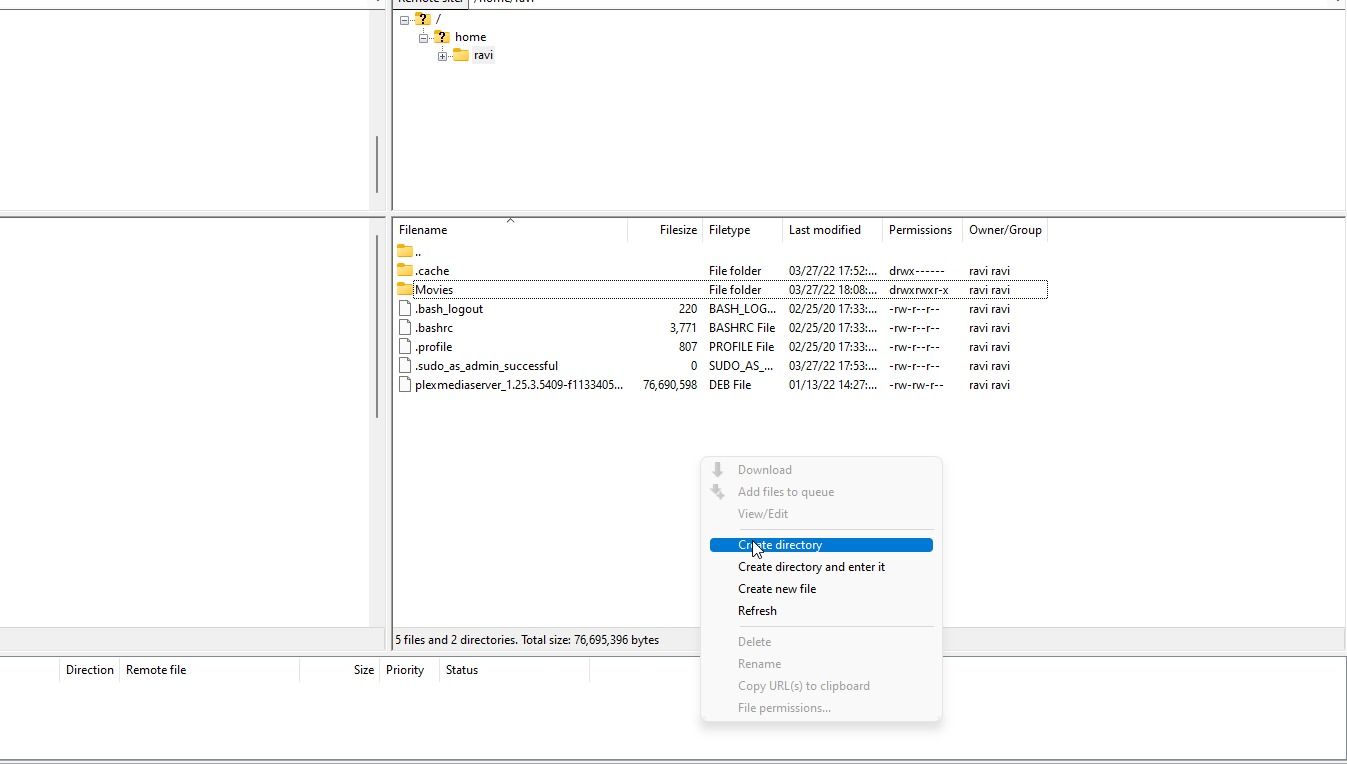 создание папок на Plex сервере