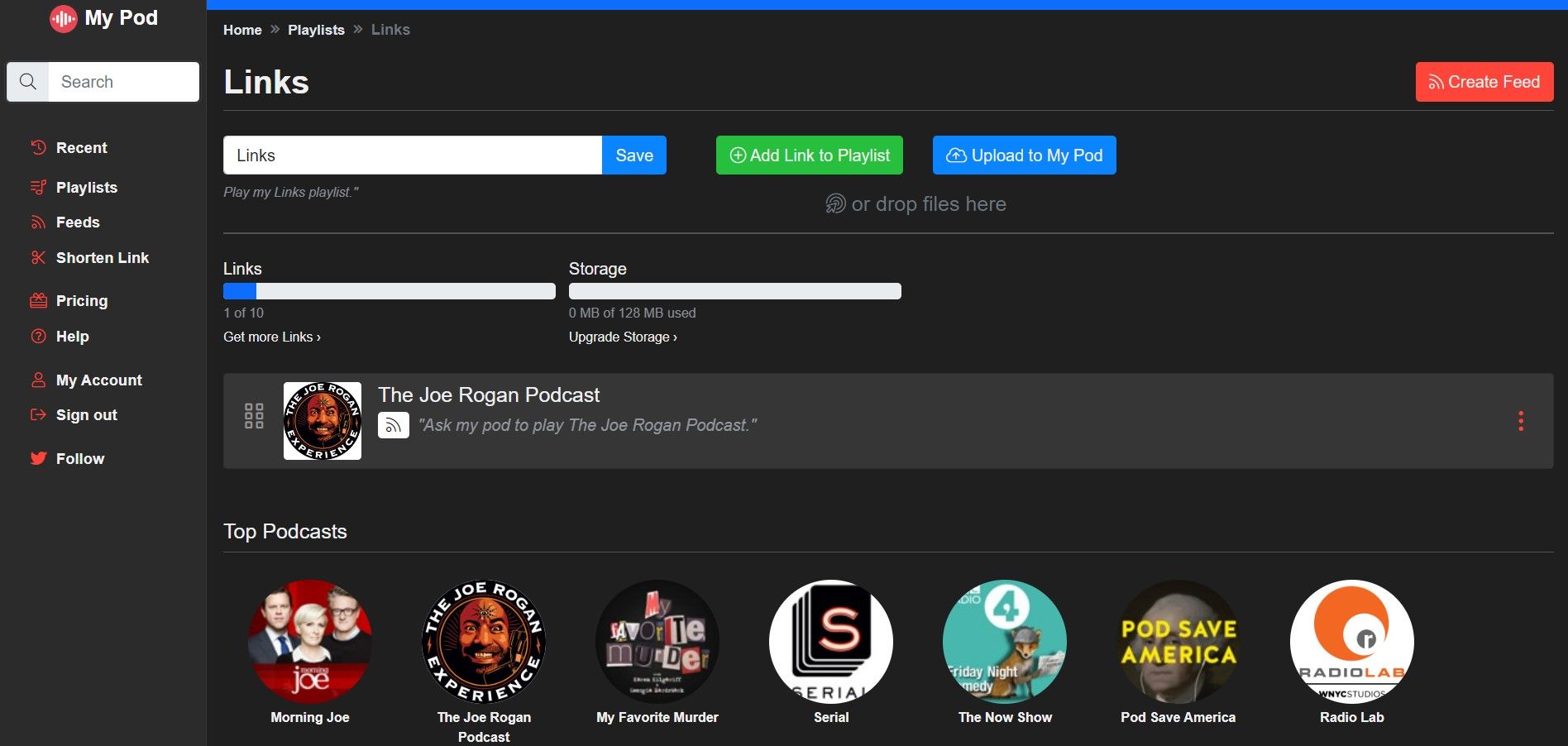 Страница My Pod на сайте подкаста