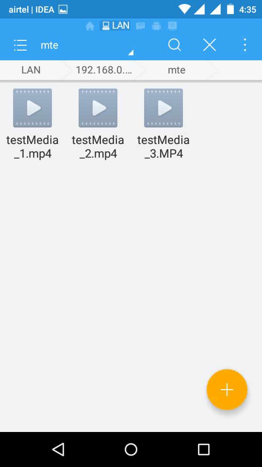 Contenu du dossier partagé affiché sur Android