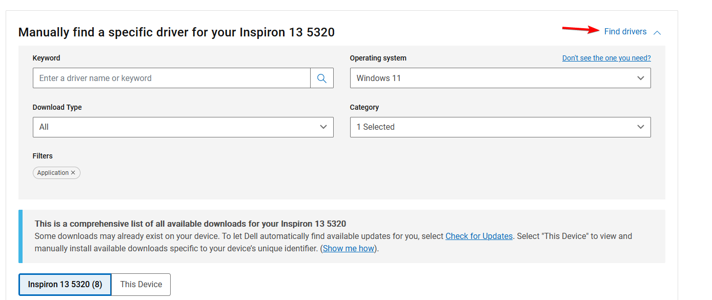 Найти драйверы Dell