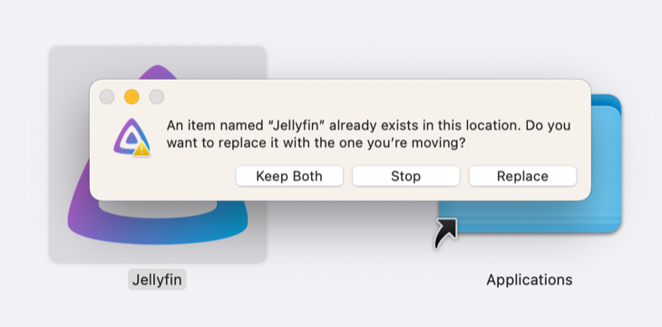 Замените файл приложения Jellyfin в macOS