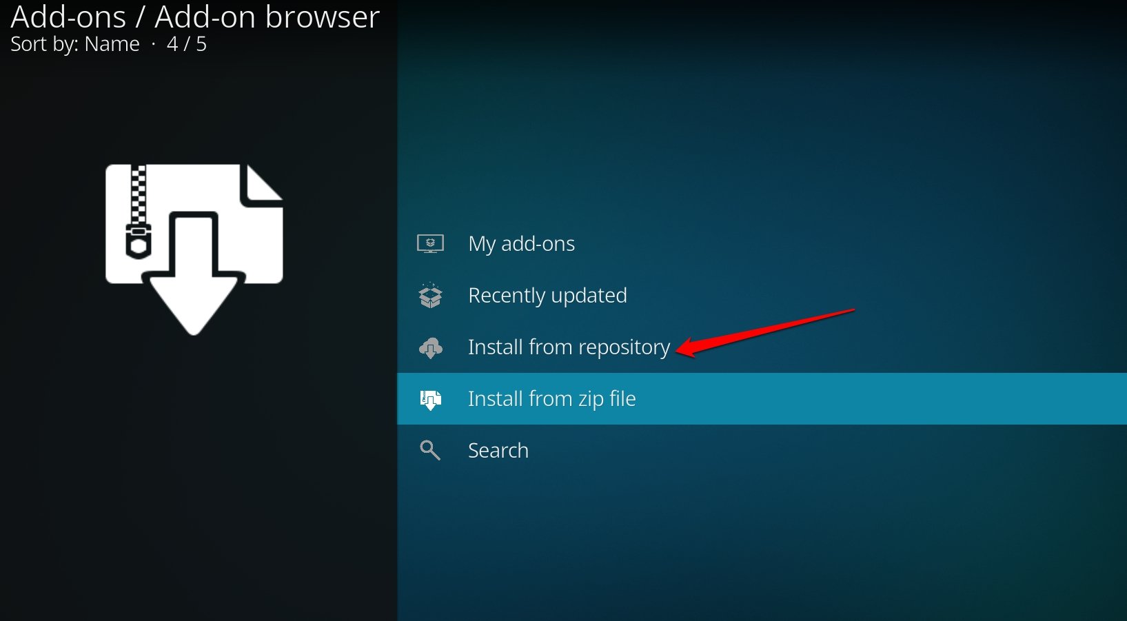 Установка дополнения Kodi из репозитория