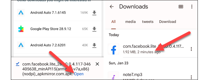 Окно настройки разрешений для установки из неизвестных источников