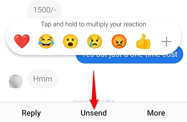 Выберите «Unsend» в меню.
