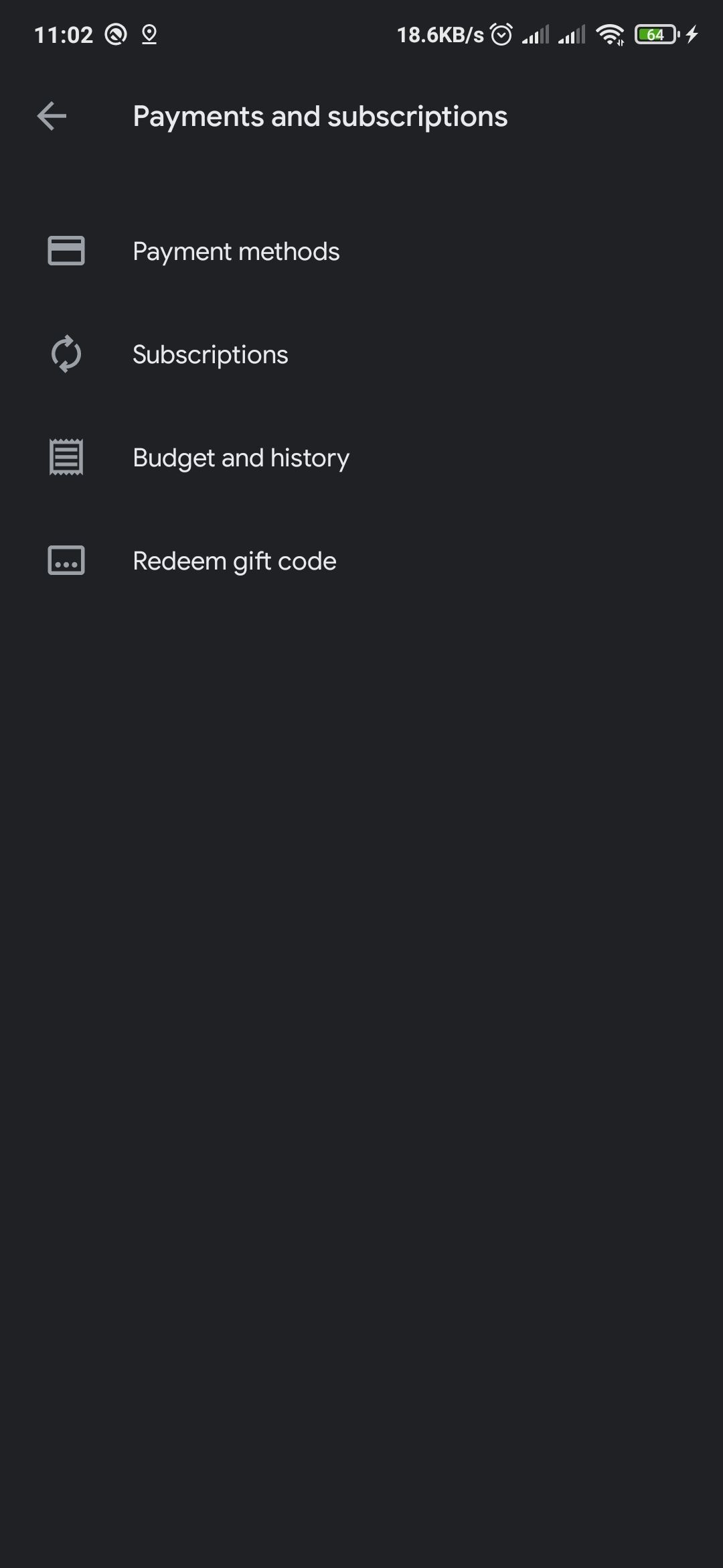 Раздел платежей и подписок в Google Play