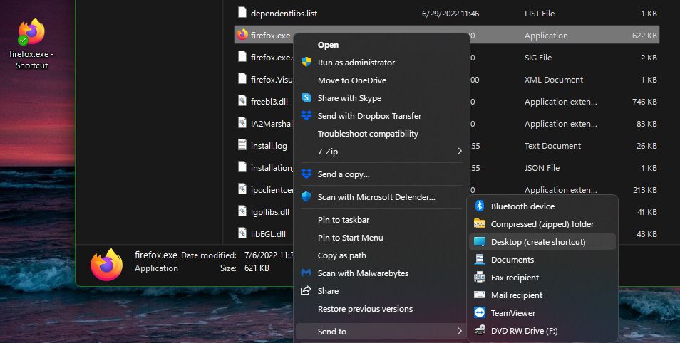 Создание ярлыка на рабочем столе в Windows