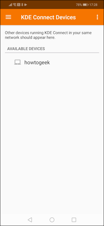 Приложение KDE Connect: доступные устройства