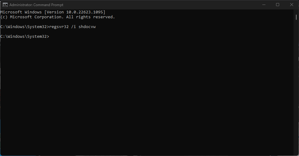 перерегистрация shdocvw dll