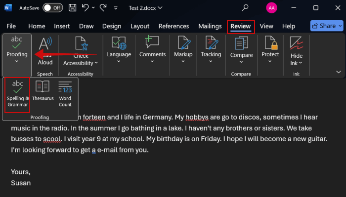 Включение параметра 