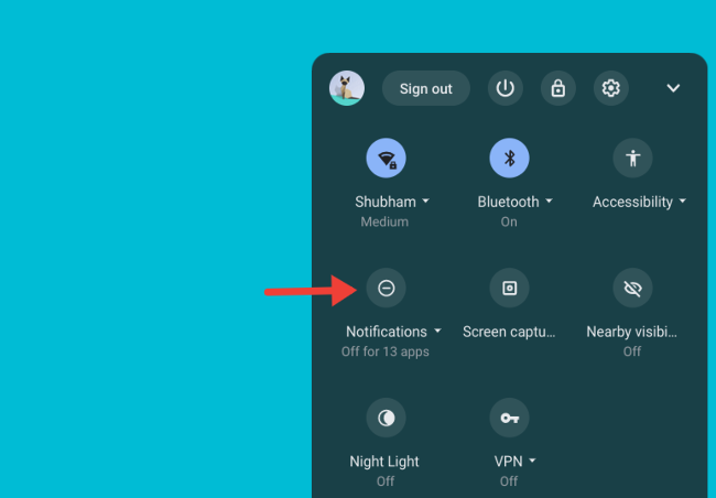 Включите режим Не беспокоить на Chromebook