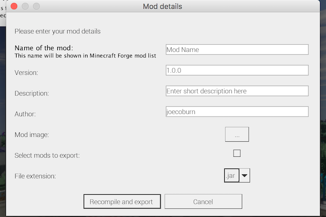 Specify meta data for the Minecraft mod