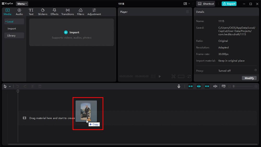 Перетащите контент