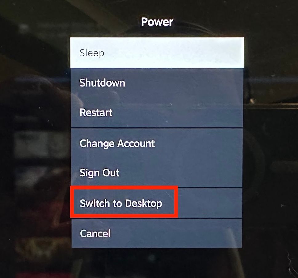 Switching to desktop mode in SteamOS