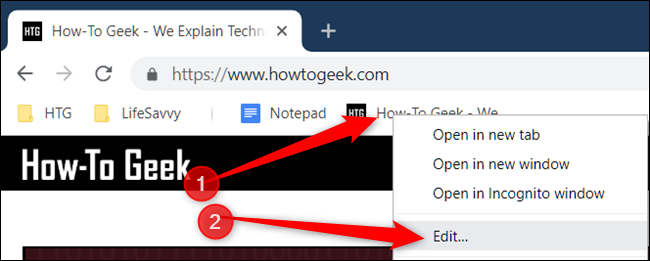 Щёлкните правой кнопкой по закладке на панели и выберите Редактировать