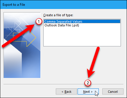 Формат CSV для экспорта из Outlook