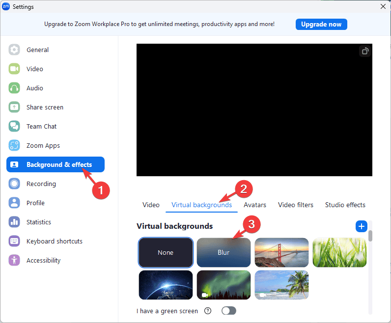 Параметры: фон и эффекты