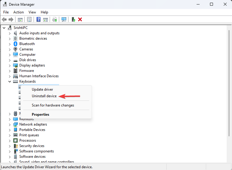 Удаление драйвера клавиатуры