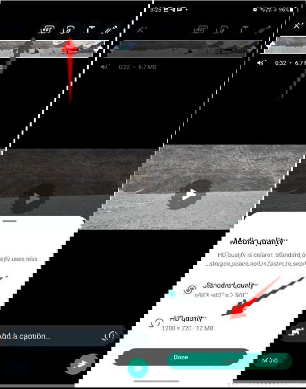 Иконка HD в WhatsApp