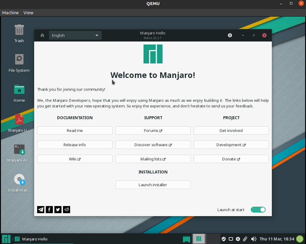 Установщик Manjaro в live-среде