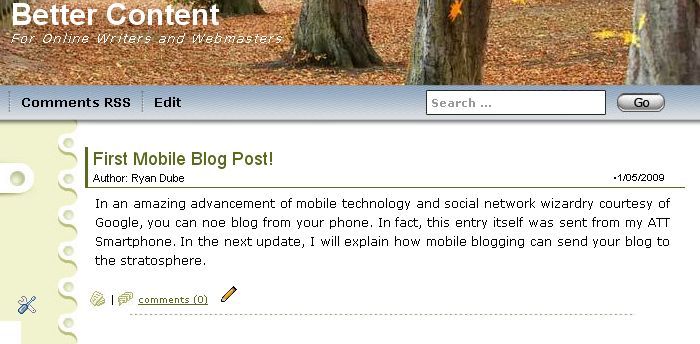 Подтверждение успешной публикации поста из мобильного телефона