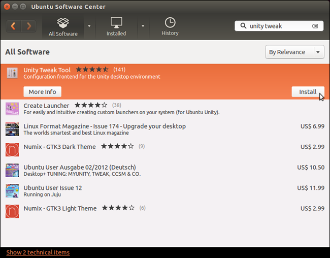 Установка Unity Tweak Tool