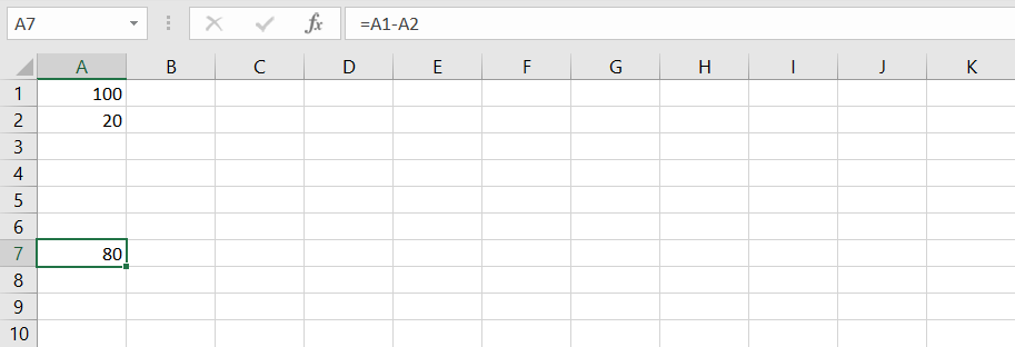 Basic subtraction in Excel