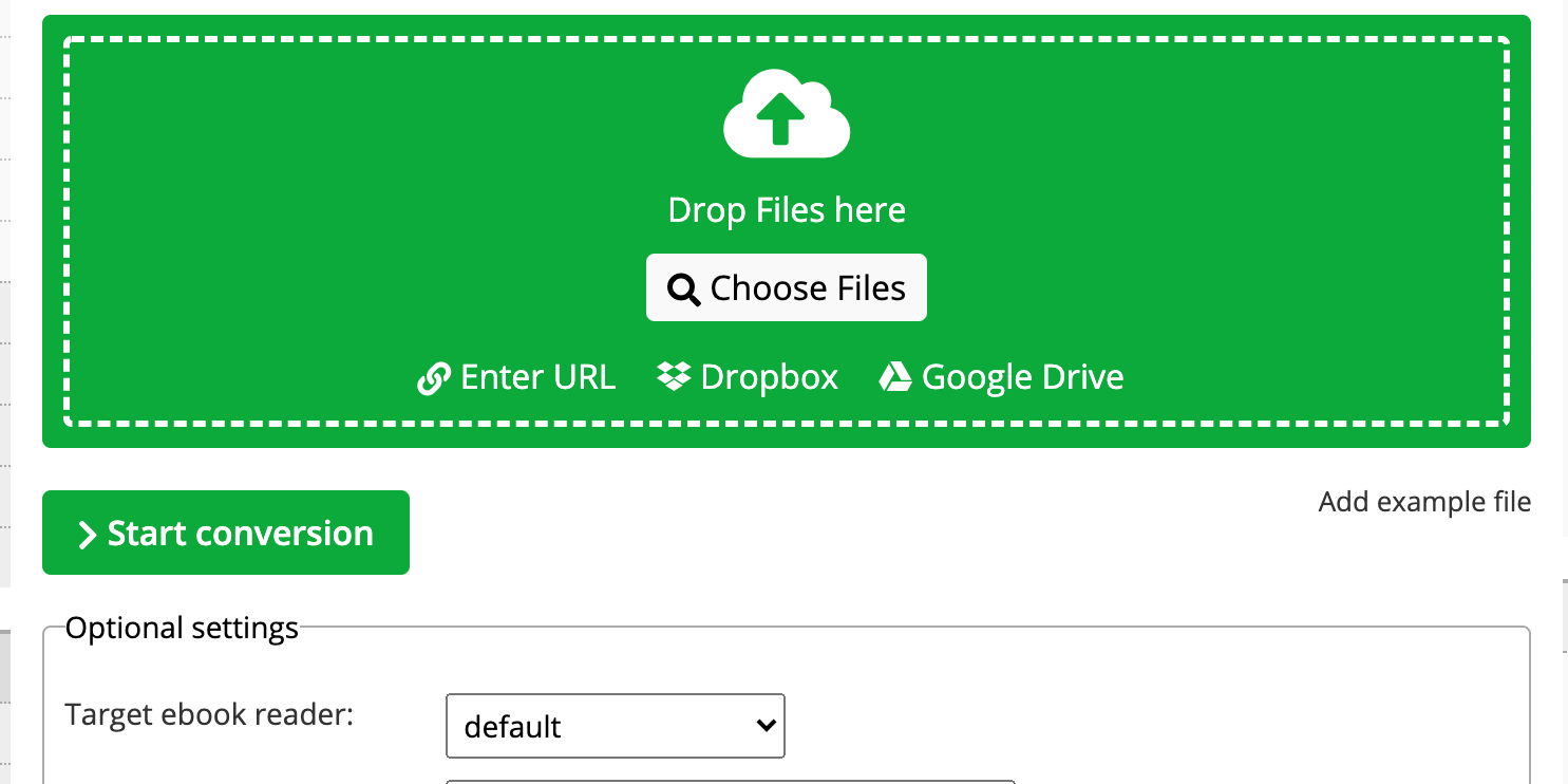 Загрузка книги Kindle на Online-Convert