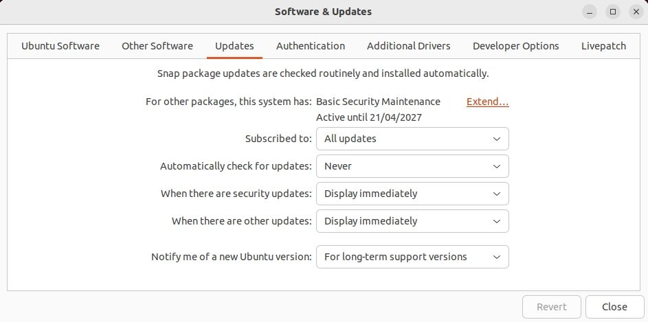 Отключение unattended-upgrades через графический интерфейс