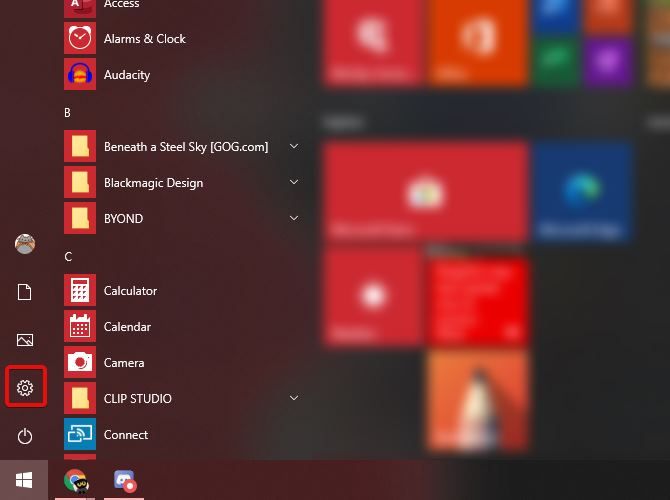Открытие окна Настроек в Windows 10