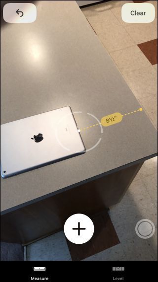 Установка начальной точки и измерение расстояния в приложении Measure