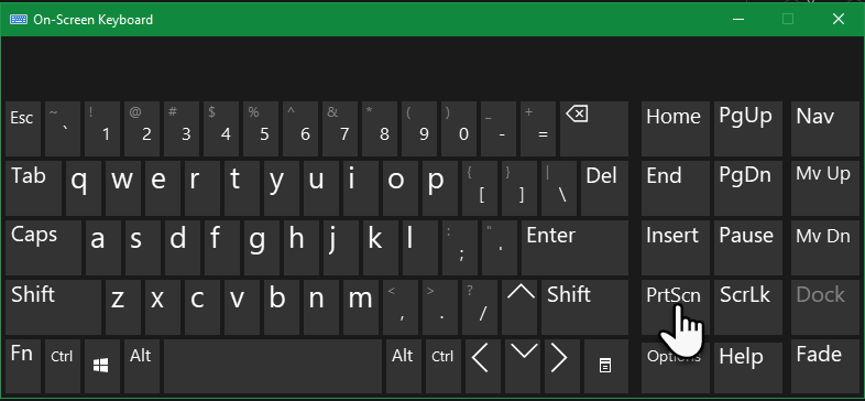 Экранная клавиатура Windows с клавишей PrtScn