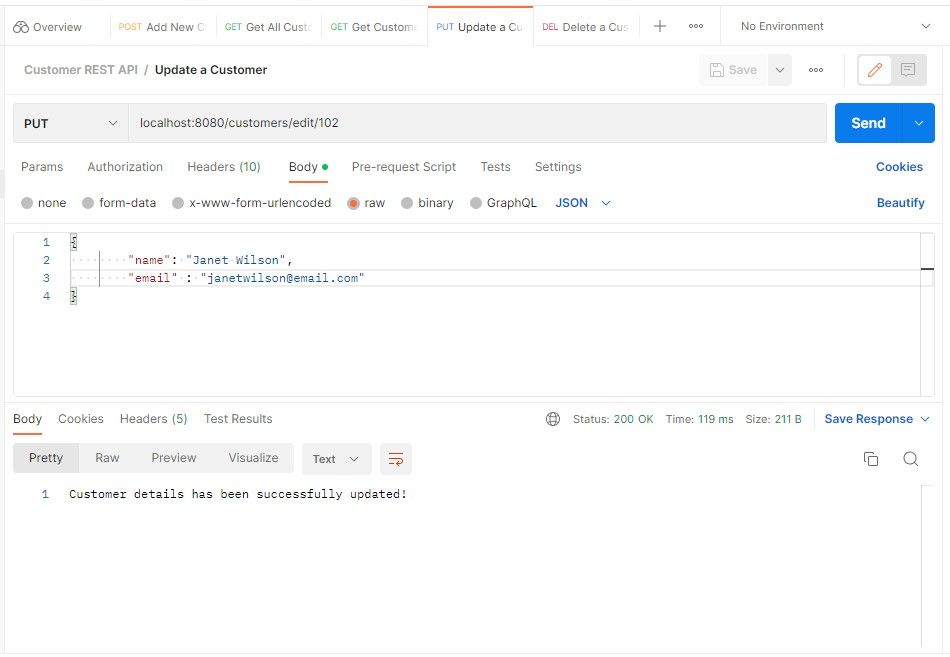 REST API put response