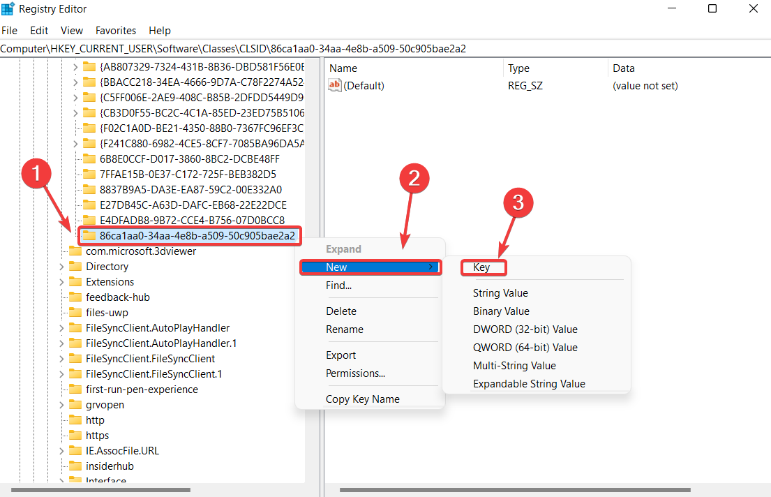 Создать вложенный ключ InprocServer32