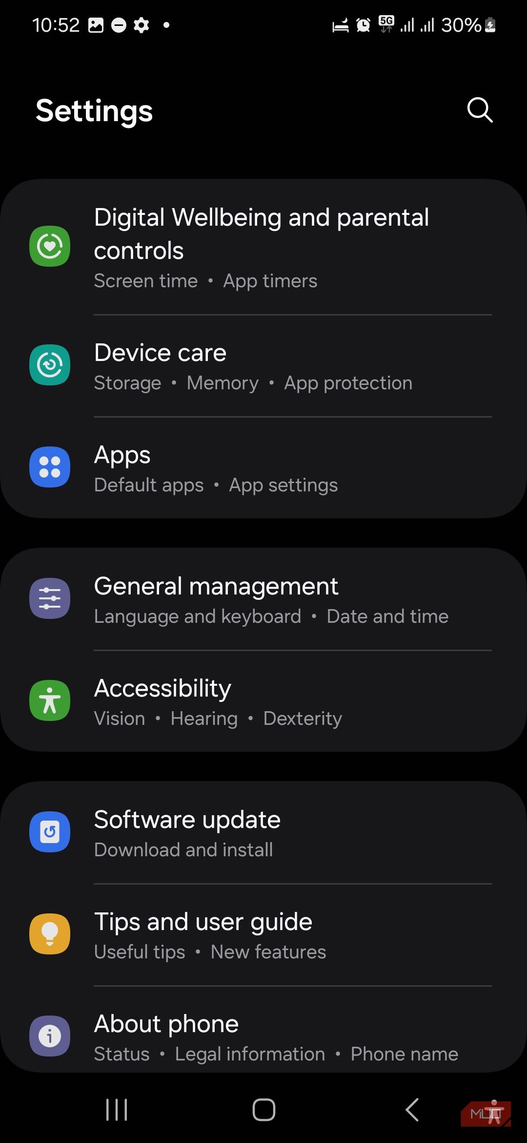 Обслуживание устройства в Настройках Samsung