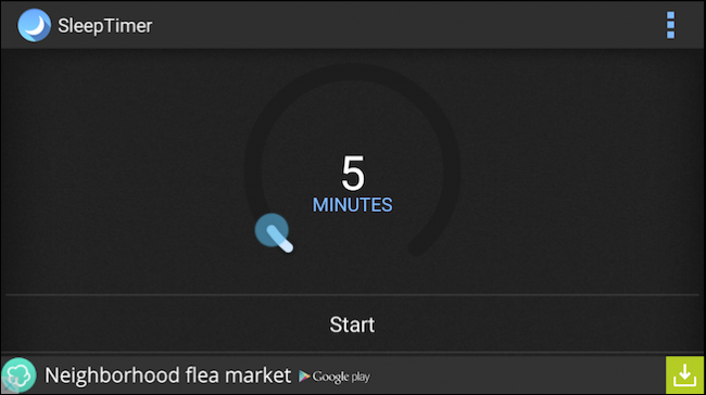 Выбор длительности таймера сна в приложении Android