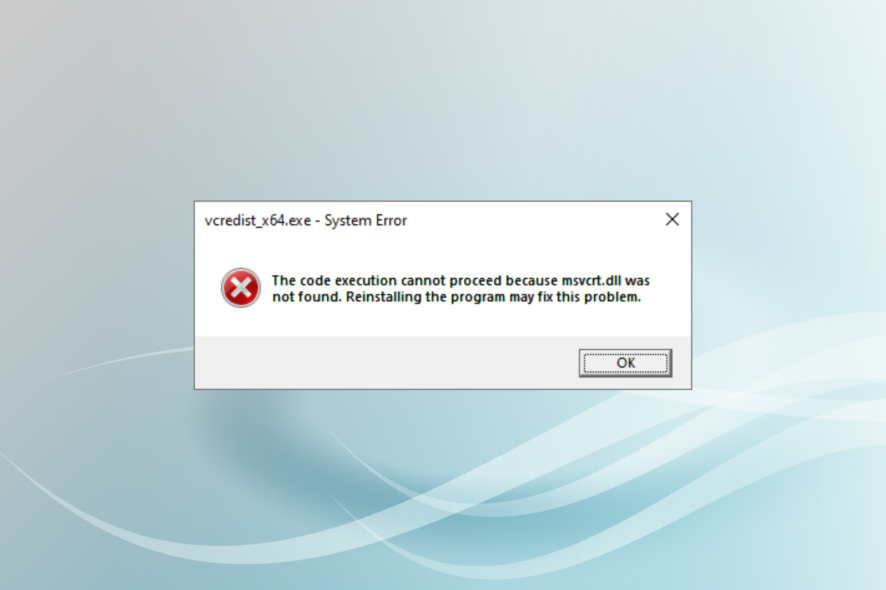 msvcrt.dll отсутствует — как исправить
