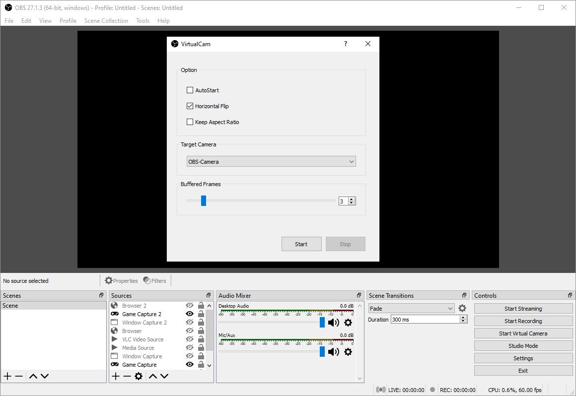 Иллюстрация виртуальной камеры в OBS
