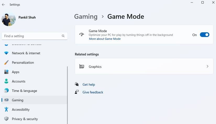 Включение игрового режима в Windows 11: окно Параметры с разделом Игры